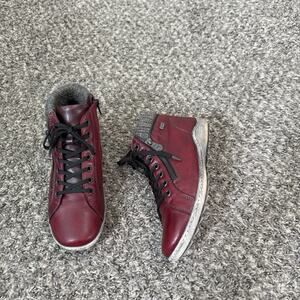 Remonte Burgundy Liv 73 Leather High Top Sneaker Ankle Boot Zip Lace 38 US 7